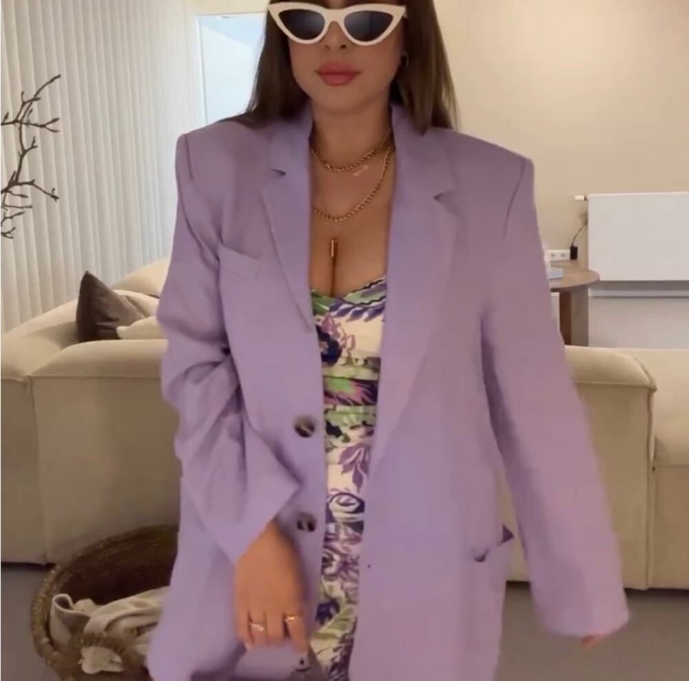 ZARA SATIN EFFECT BLAZER LILAC
